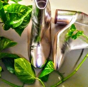 Shiny Silver Heeled Boots